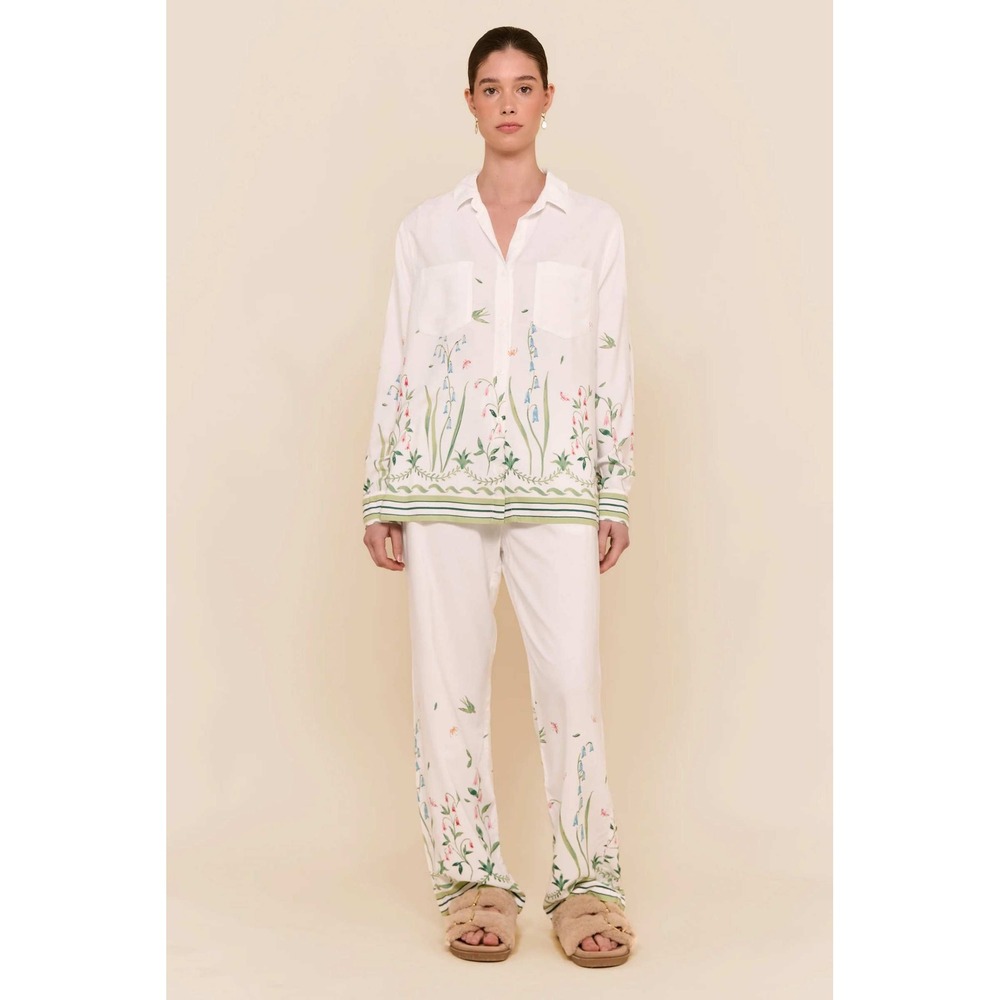 Piyama Marlon Long Sleep Set Botanic Floral Pajamas White XL New With Tags - Picture 2 of 6